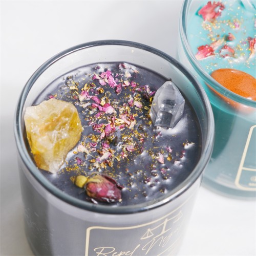 Wholesale in Bulk Crystal Making Tin 1/2/3 Wick Custom Gift  Set Luxury Glass Jar Private Label Natural Soy Wax Scented Candle