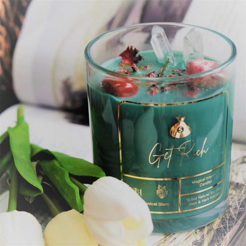 Wholesale in Bulk Crystal Making Tin 1/2/3 Wick Custom Gift  Set Luxury Glass Jar Private Label Natural Soy Wax Scented Candle 