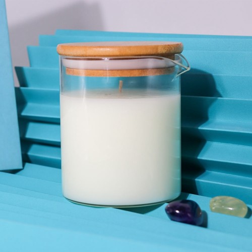 Wholesale Custom Unique Essential Oil Ceramic Glass Massage Candle with Spout Pouring Bamboo Lid