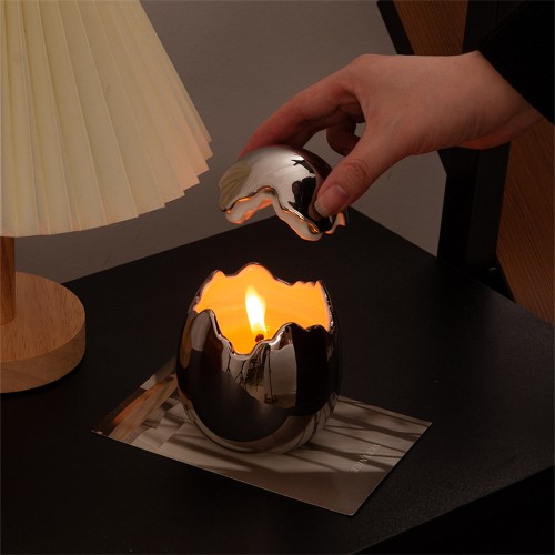 Kabbalah Wholesale Hot Sale Easter Ceramic Egg Shape Ceramic Candle Empty Jar With Lid