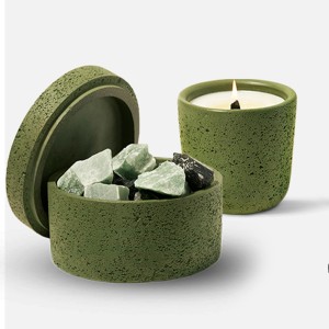 Ceramic Cement Candle Vessels Matte White Candle Jar Candle Jar with Luxury Box 