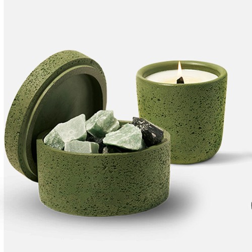 Ceramic Cement Candle Vessels Matte White Candle Jar Candle Jar with Luxury Box