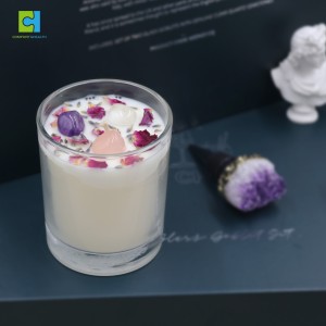 Trendy Natural Herb Soy Wax Scented Candles Luxury Private Label With Crystals 