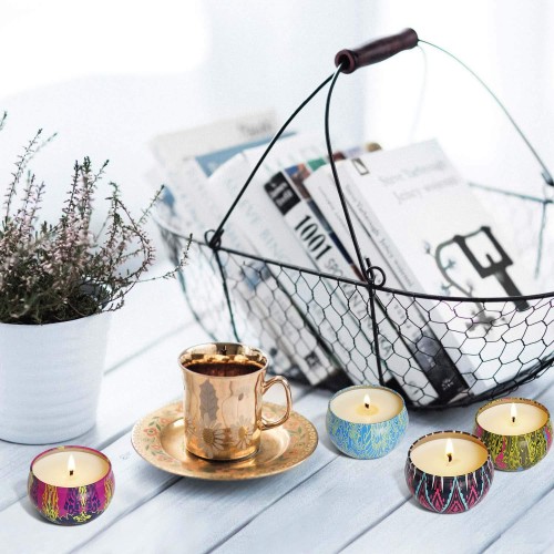 Customized New Ethnic Style Set Metal Tinplate Soy Wax Scented Candle