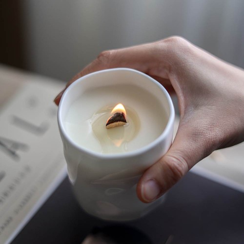 Wholesale Luxury High Quality Crinkled Textured Candle Jar Private Label Scented Ceramic Candle